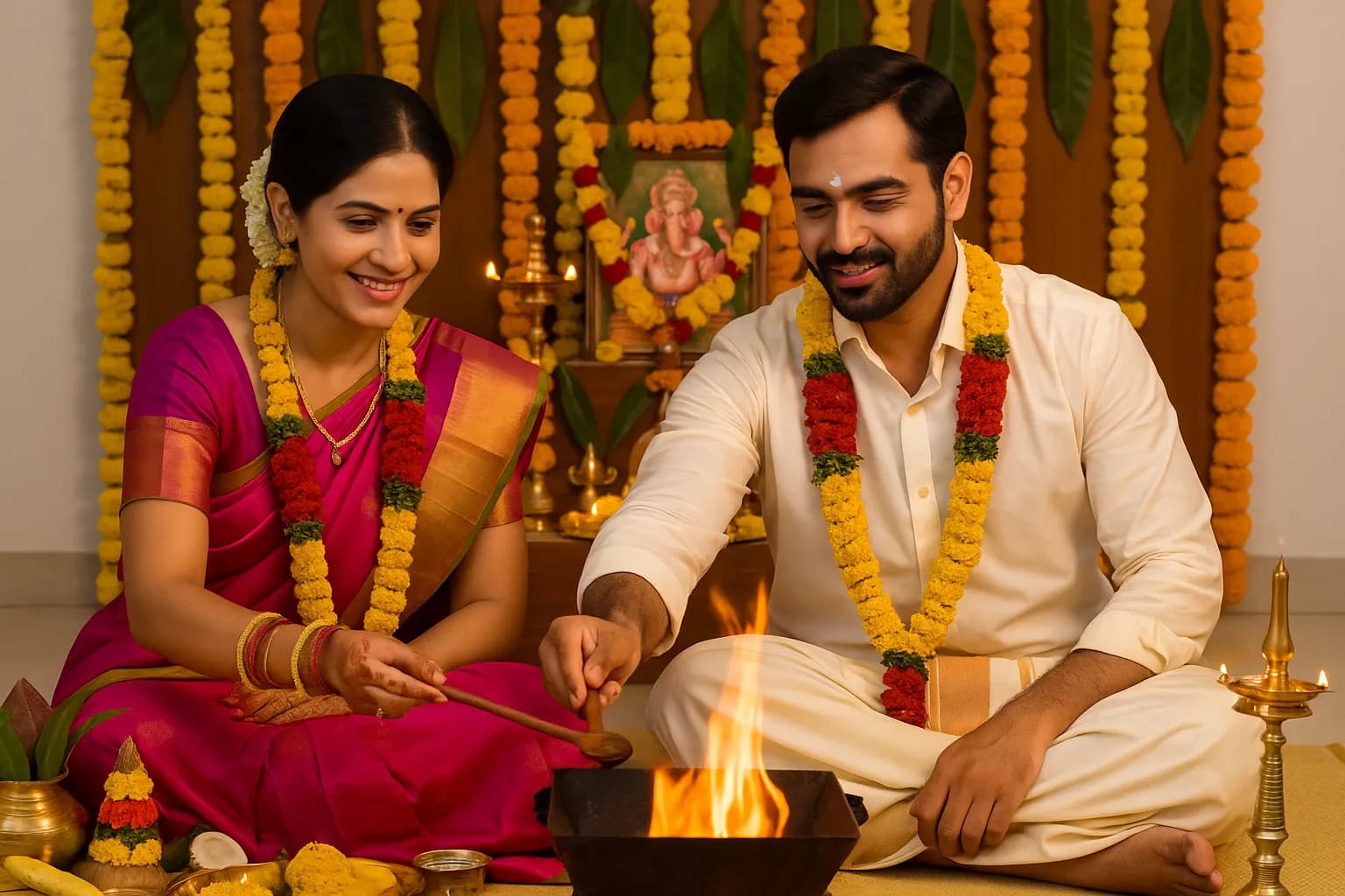 Seemantha performed by a Gopuja Vedic pandit