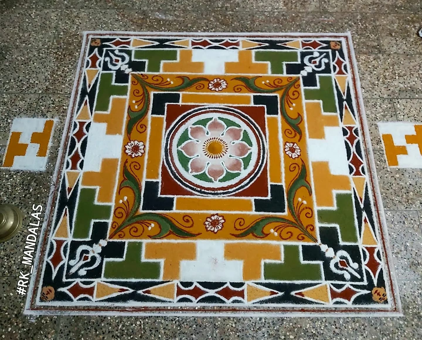 Geometric rangoli mandala with Om motifs